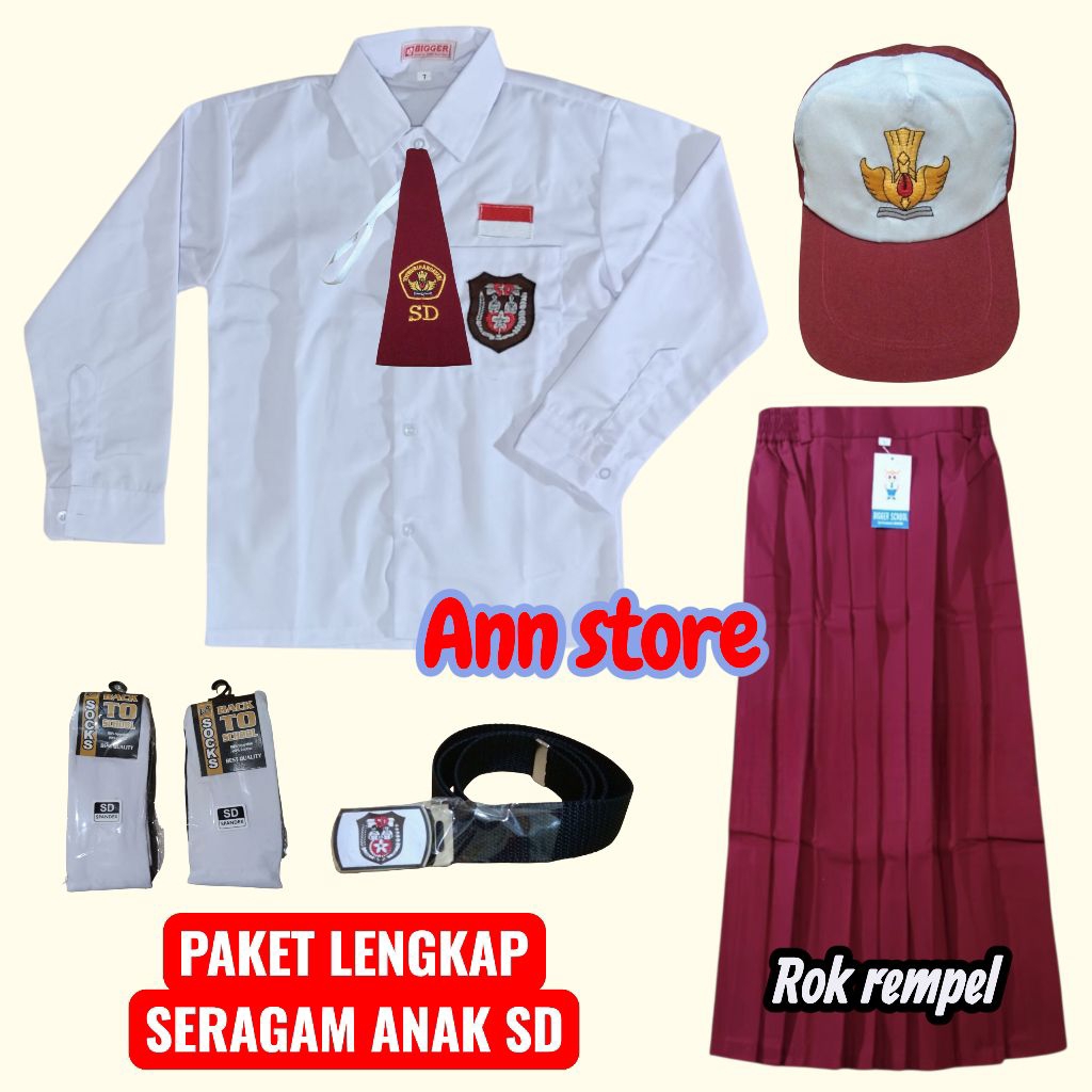 Seragam sekolah anak sd perempuan,Setelan seragam sd perempuan,Baju sekolah anak sd perempuan