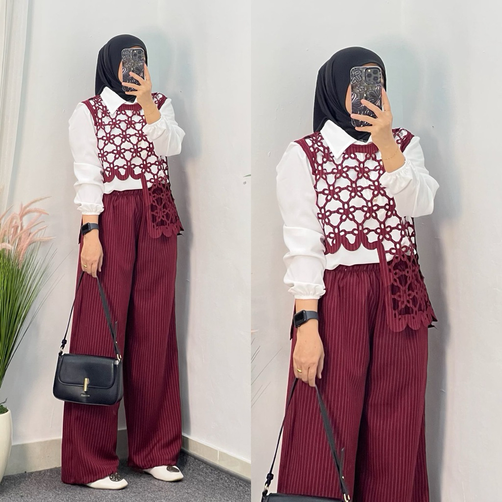 Set Kulot Mahalini / Baju Katun Sabrina Set Celana Kulot Semi Woll / COD