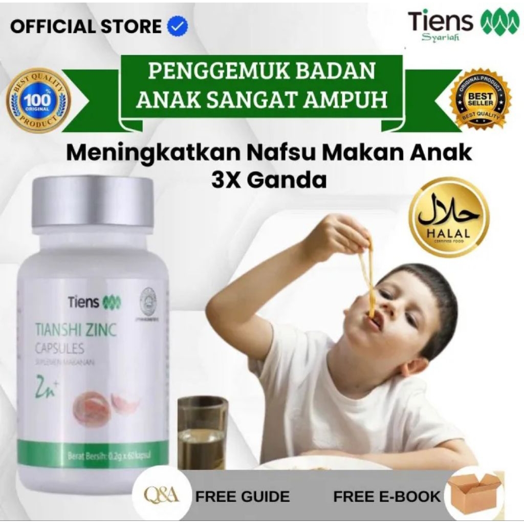 Tianshi Zink Suplemen Makanan | Suplemen Makanan Tambah Selera Makan Mengobati Masalah Kulit Meningk