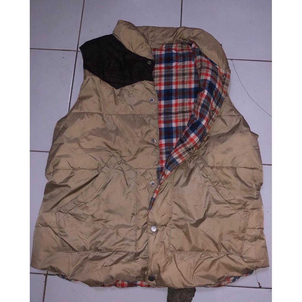 [ PROMO ] Vest Rompi Tebal Y2K Tartan Second Size XL