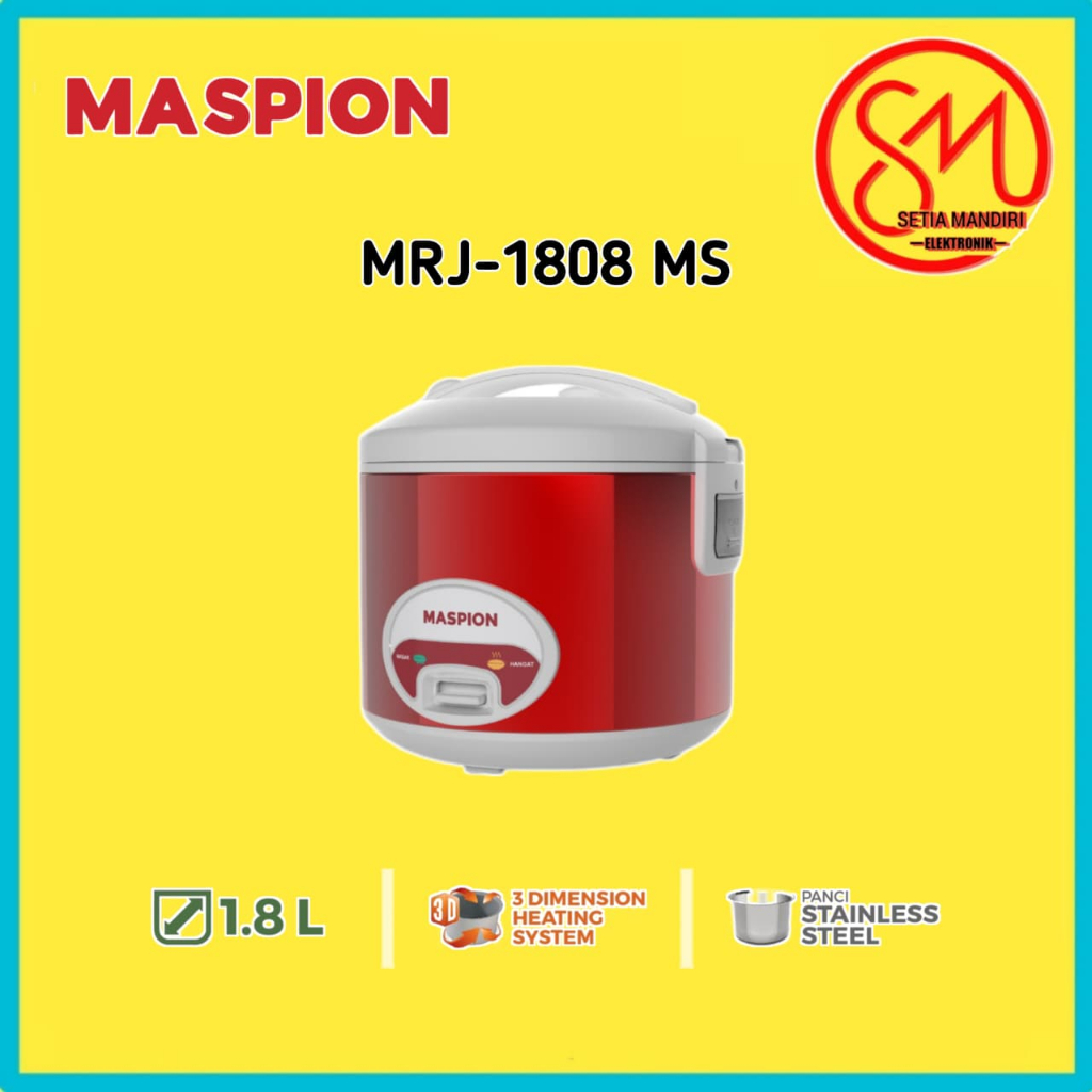 Maspion Rice Cooker Magic Com Stainless Steel 1.8 Liter MRJ-1808 MS / MRJ-1808 SS