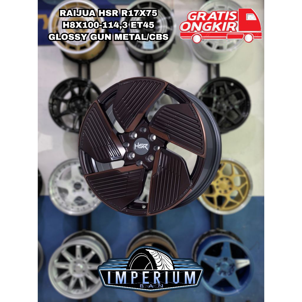 Pelek Mobil Racing Murah Merk Hsr RAIJUA Original R17 Lubang 4 Pcd 100/114.3 Velg Mobil March Mirage