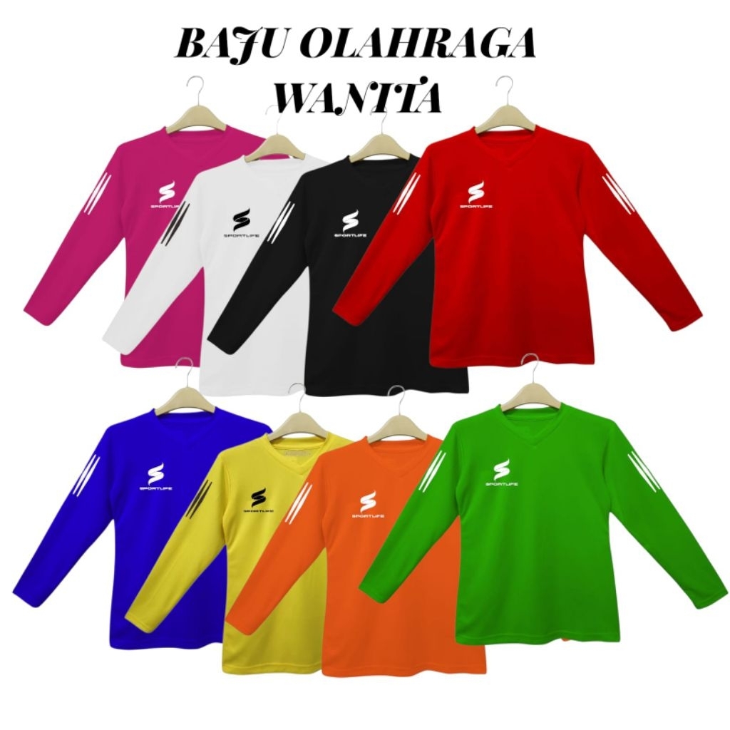 Jersey Wanita Baju Senam Lengan Panjang Baji Olahraga Wanita Muslim Atasan Fitness Zumba Aerobic