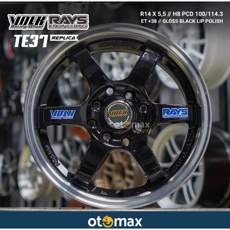 Velg Mobil Volk Rays TE37 619 Ring 14 Gloss Black Lip Polish