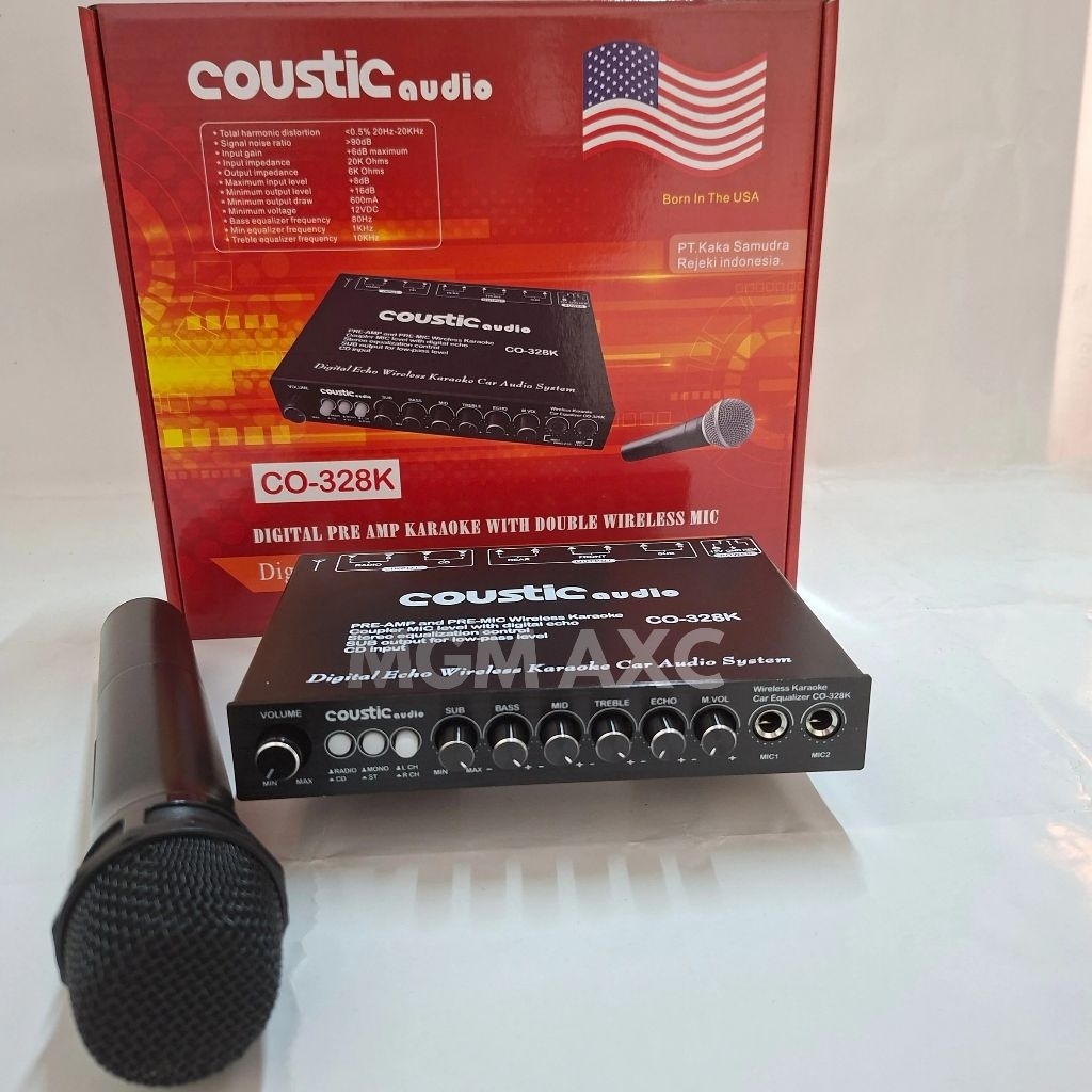 Parametrik Pre Amp Coustic Audio CO-328K – Equalizer Karaoke dengan Mic Wireless Meningkatkan Suara