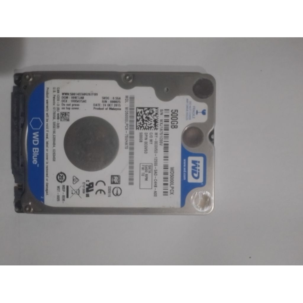 HDD Laptop 500GB – WD / Seagate / Toshiba (Second