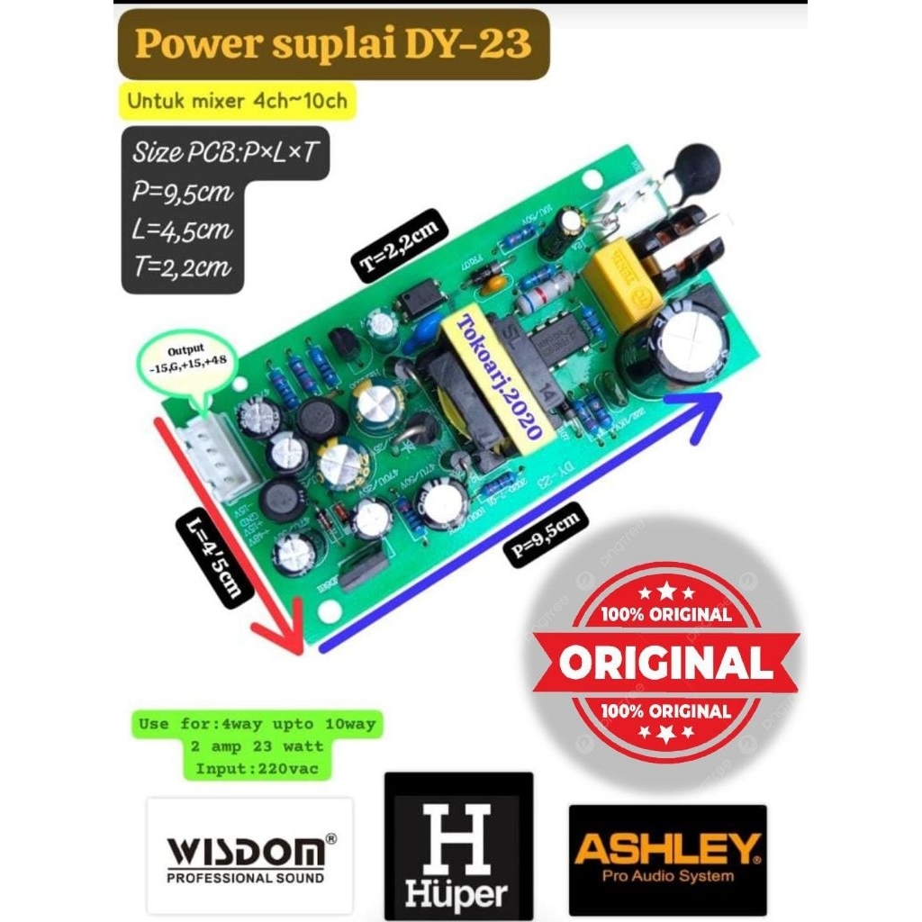 power supply suplai mixer dy-23 mixer huper wisdom