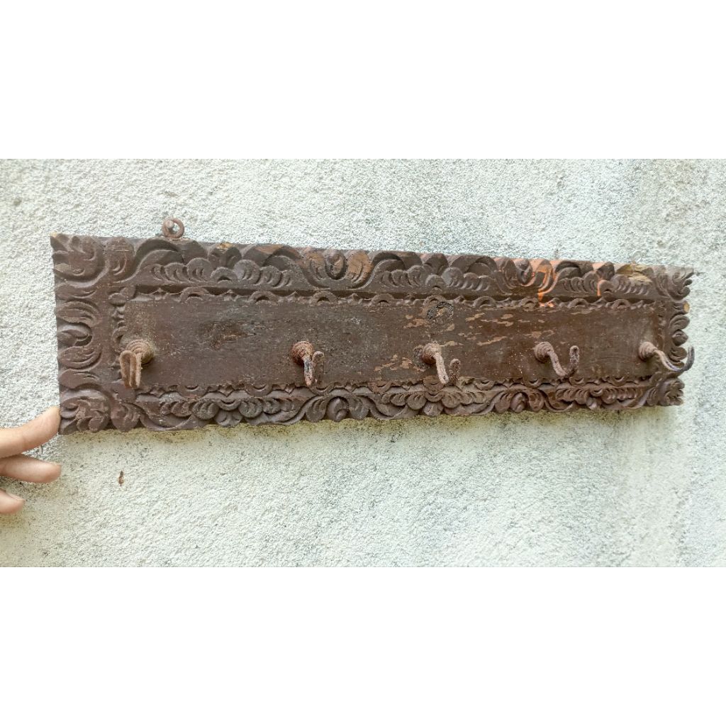 kapstok kayu ukir antik jadul vintage