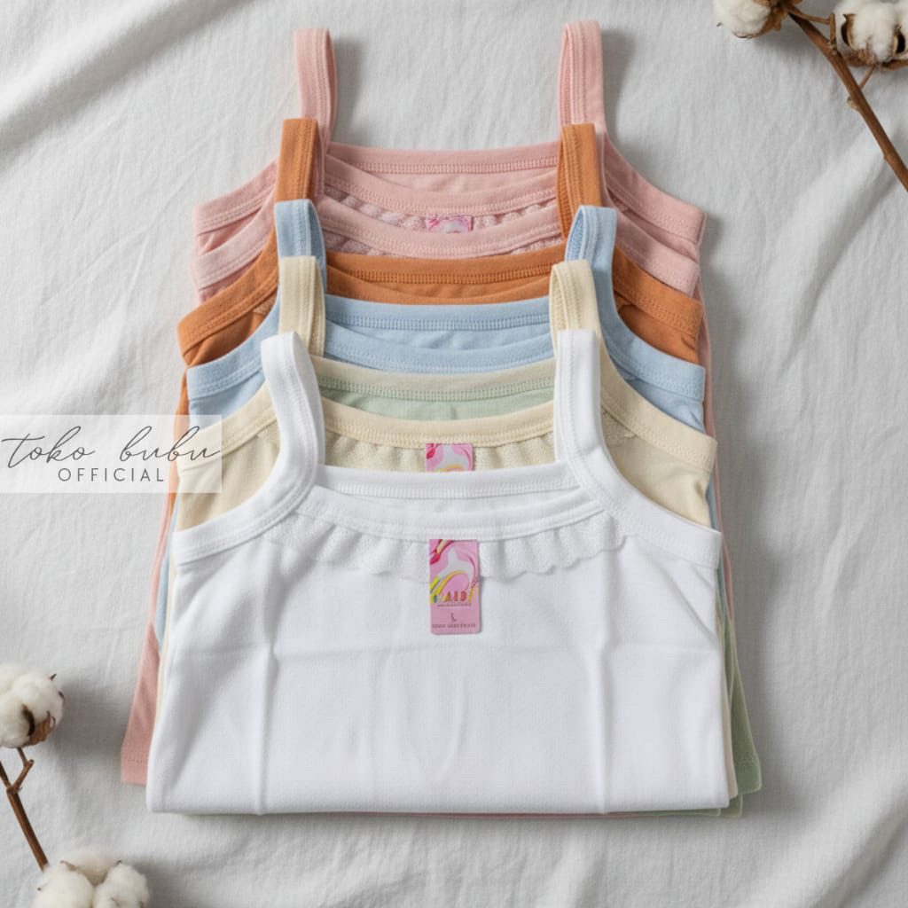 12 Pcs | Kamisol | Tanktop Remaja | Kaos Singlet | Kamisol Anak Perempuan | Tanktop Wanita | Kaos Si