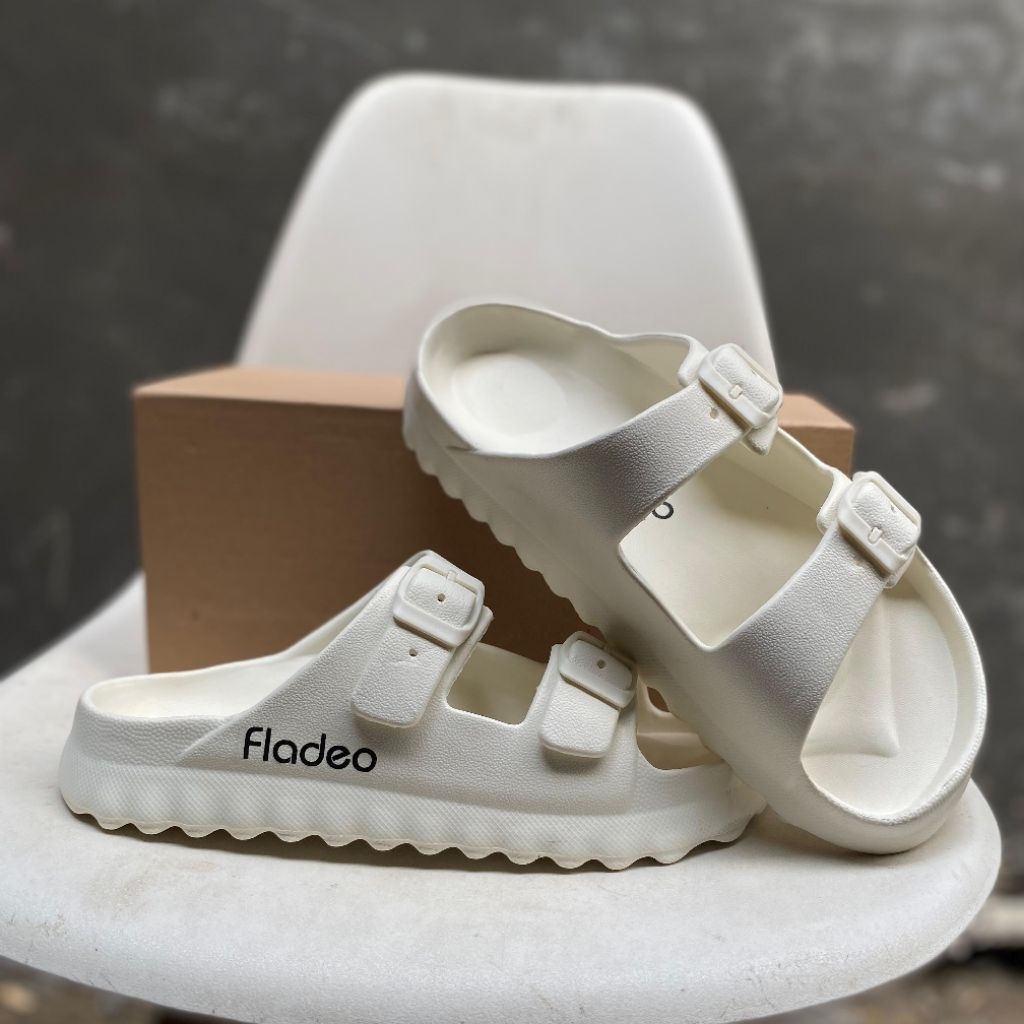 Sandal slop FLADEO full karet tali 2 pria wanita nyaman terbaru
