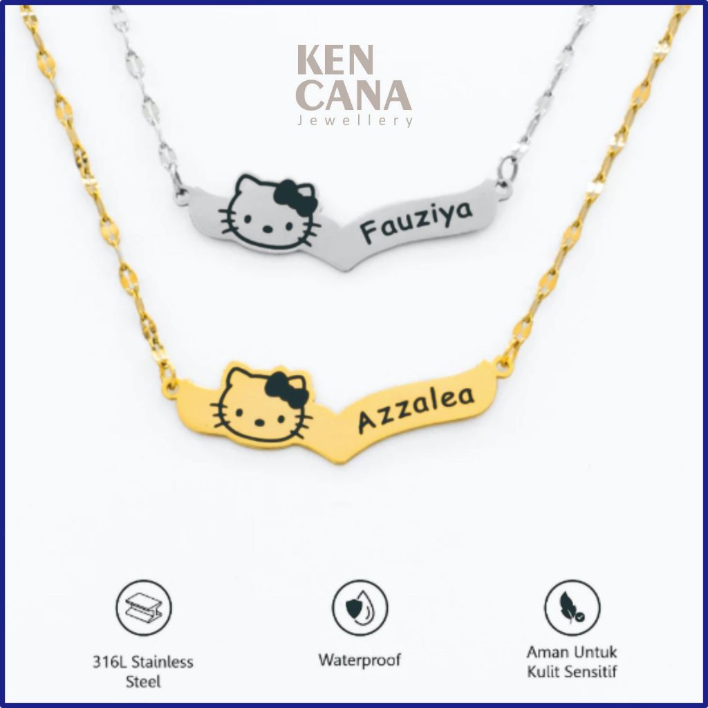 Kalung Anak Liontin Hello Kitty Nama Custom Lapis Emas