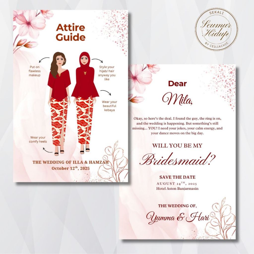 Aesthetic Kartu Bridesmaid Groomsman Attire Guide Hangtag Vol 1.10 by SEURIP