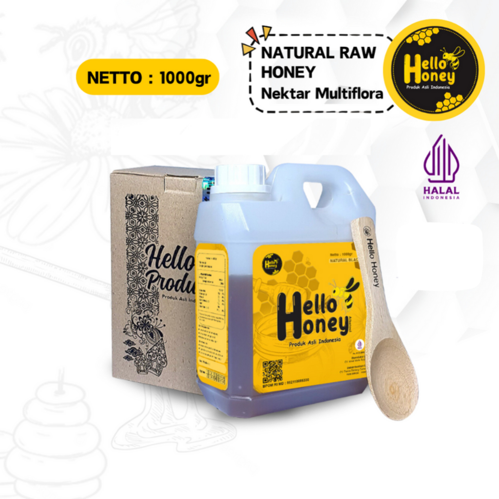 Hello Honey - Madu Asli Murni 1000 Gr - Natural Raw Honey