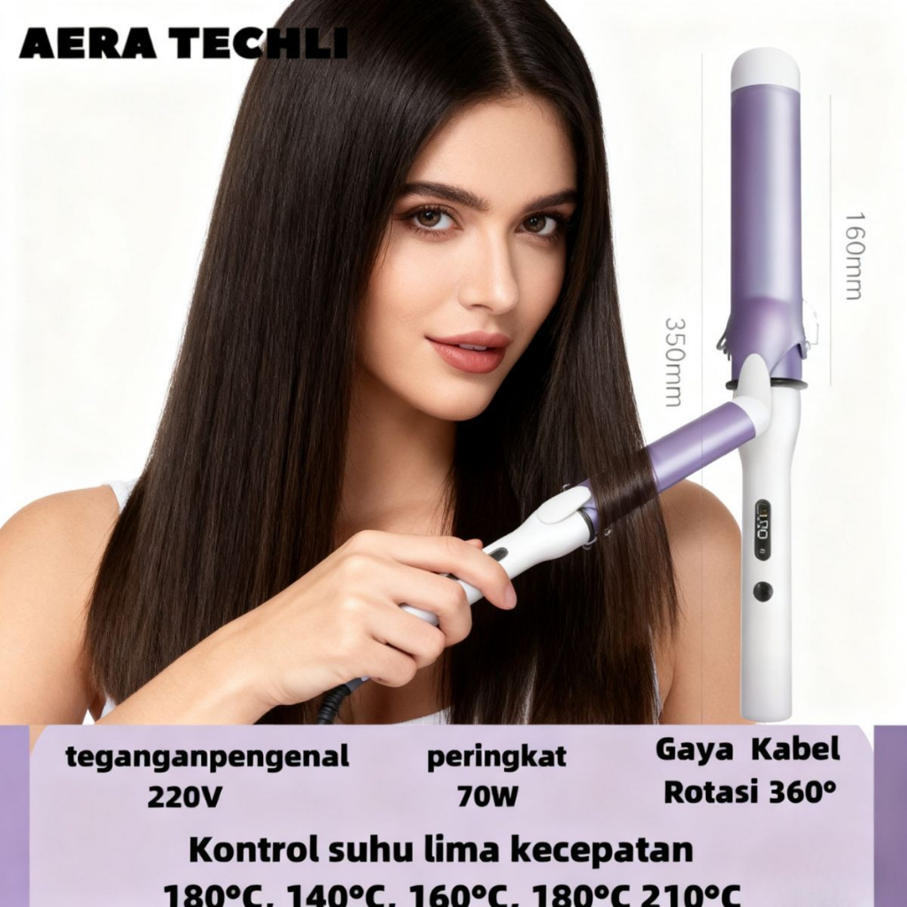 Catokan Rambut Original 2in1 - Pengeriting & Pelurus Rambut 32mm dengan Teknologi Tourmaline dan Ion
