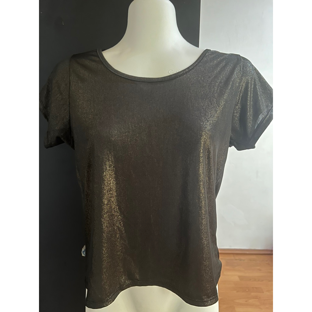 PRELOVED - ATASAN SHIMMER GLITTER KAOS BLOUSE CROP TOP
