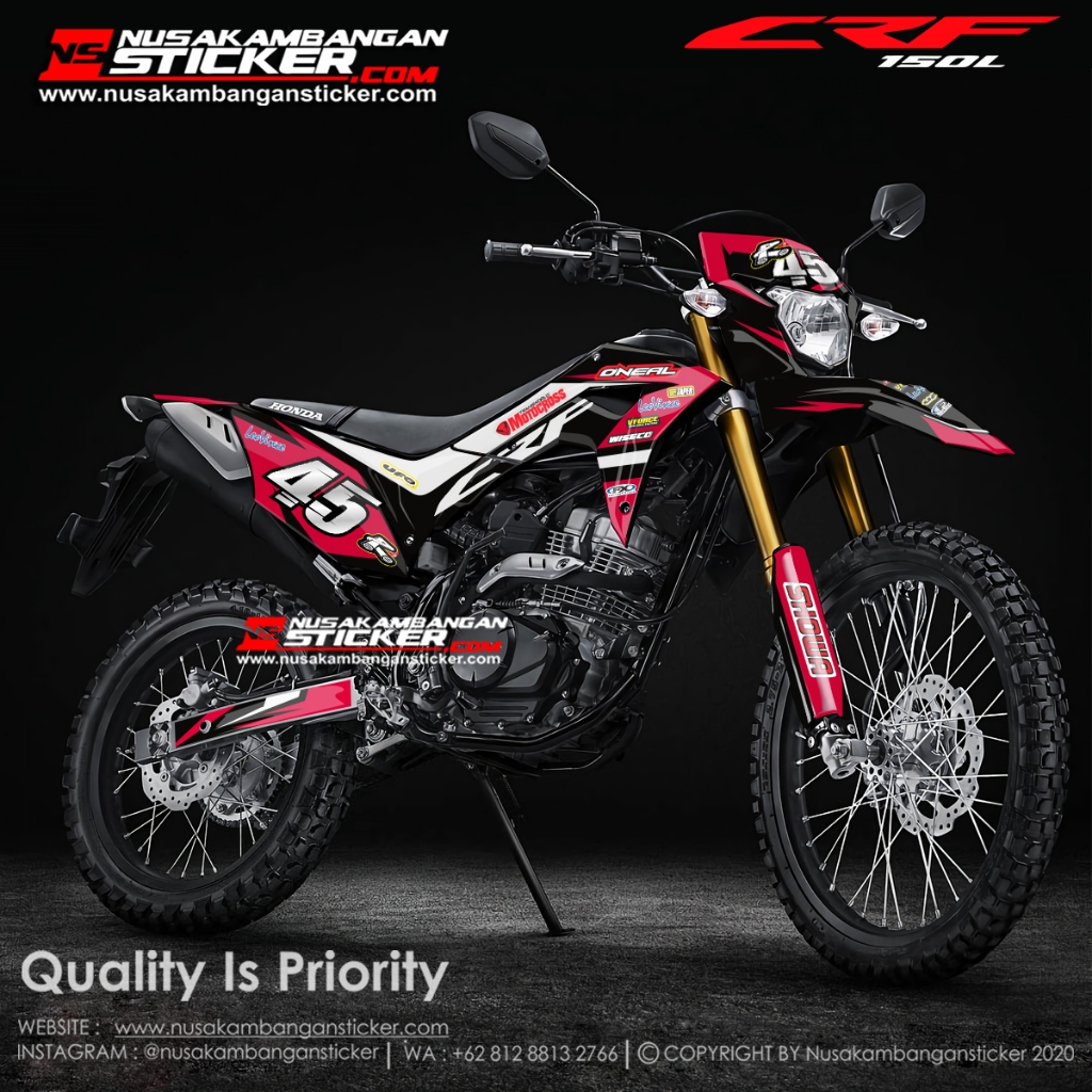 Decal Crf Hitam Merah Full Body Decal Crf Supermoto Full Body Decal CRF 150L CRF ONEAL MERAH HITAM
