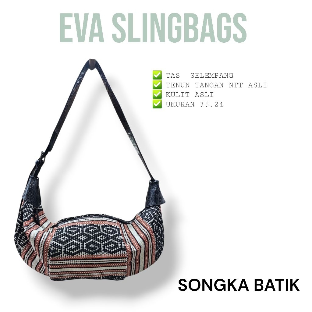 TAS TENUN NTT TAS SELEMPANG WANITA ETNIK TENUN NTT KULIT ASLI Eva 234