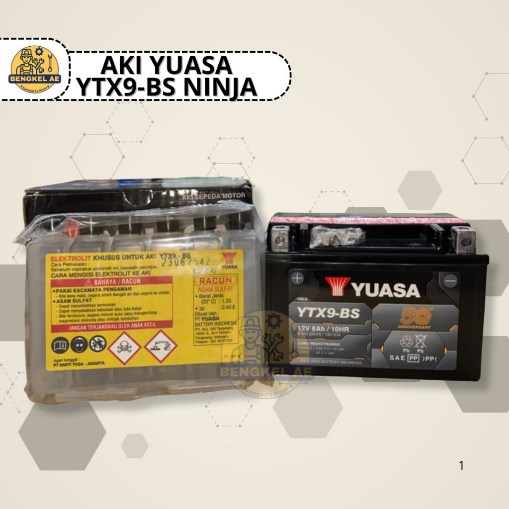 Aki Yuasa YTX9-BS || Aki Accu Baterai Kawasaki Ninja 250FI 250R RR Mono Z250 Yuasa