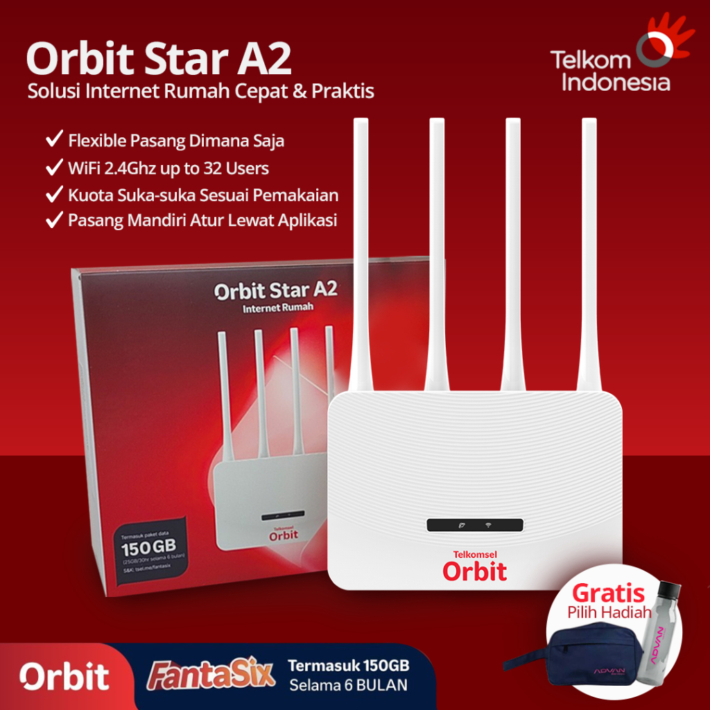 Advan 4G LTE Modem & WiFi Router – Internet Cepat, Kuota Melimpah, Garansi Resmi - ORBIT STAR A2 || 