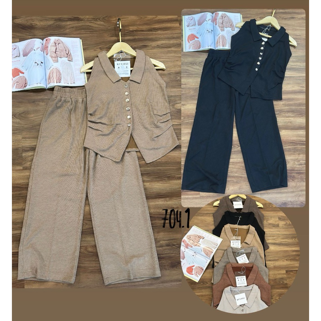 setelan vest 704.1 Kuyifei//setelan celana knit Kuyifei//pakaianwanitasby