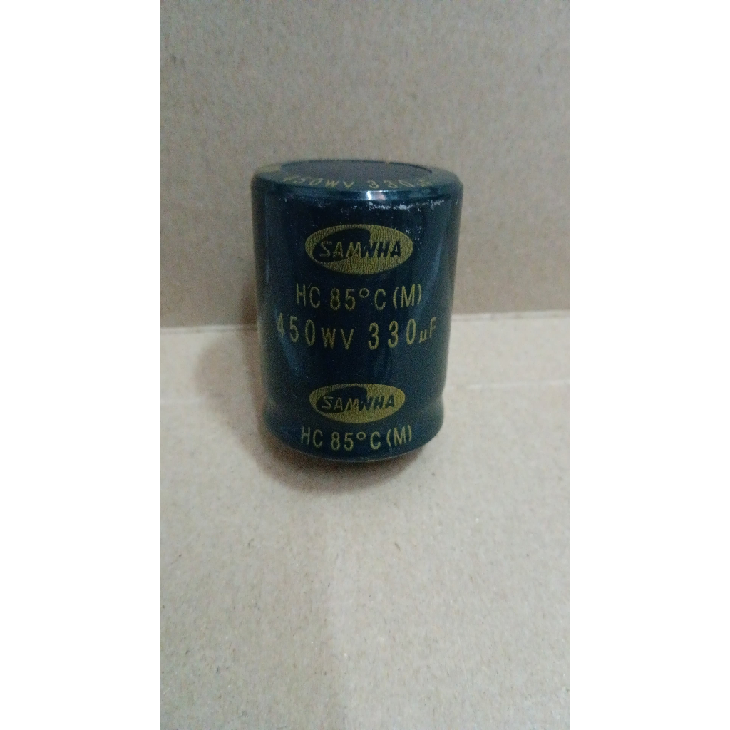 6680 kapasitor elco 330uf 330 uf 450wv 450volt 450 wv volt samwha jepang