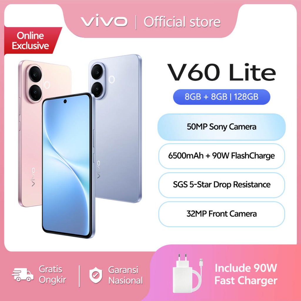 [ONLINE EXCLUSIVE] vivo V60 Lite 4G (8/128) 50MP Sony Camera, 6500 mAh + 90W FlashCharge, Bypass Cha