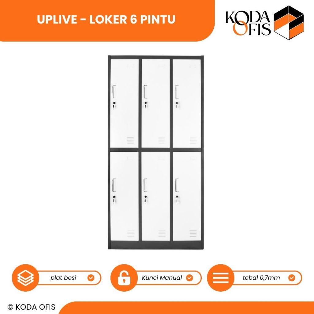 KODA Lemari Loker Penyimpanan Besi Serbaguna 6 Pintu - UPLIVE Series