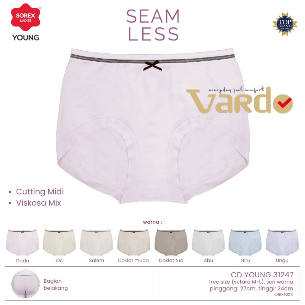 ( 3 Pcs) Sorex Celana Dalam Wanita Midi Katun Mix CD Young Seamless Sorex 31247 Freesize