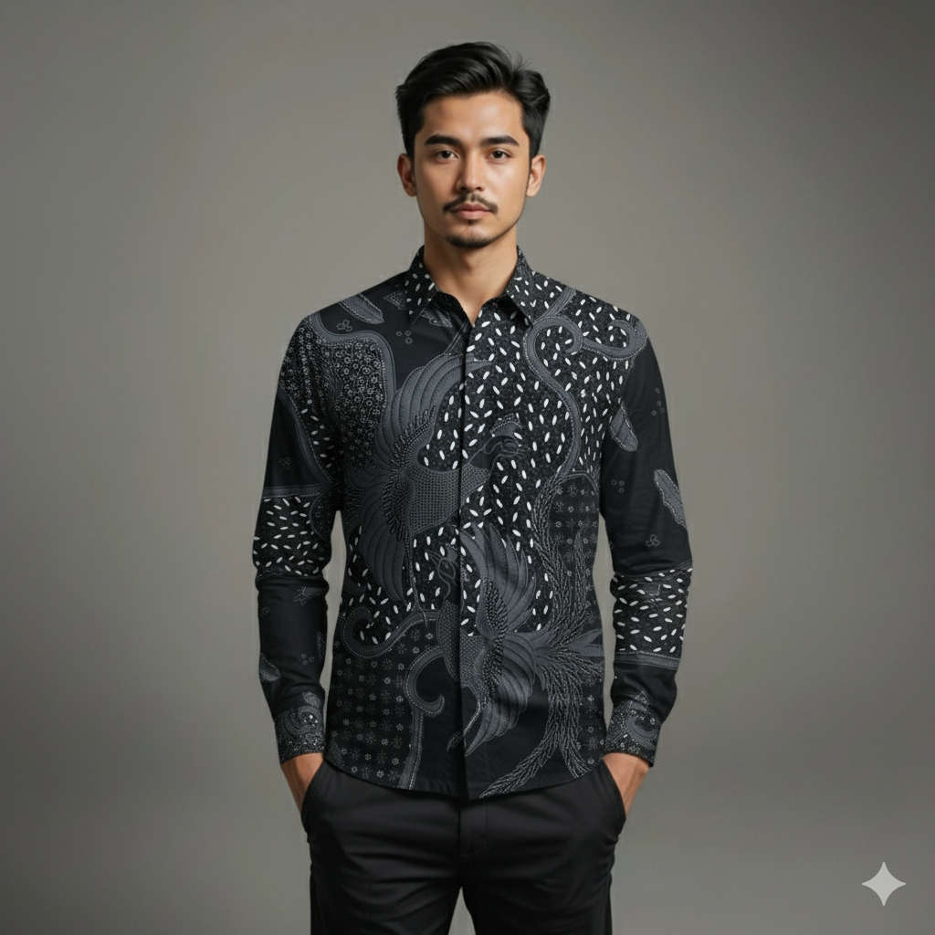 Kemeja Batik Pria Baju Lengan Panjang Slimfit Lapis Furing Batik Cinarita 0289 Bahan Katun Premium E