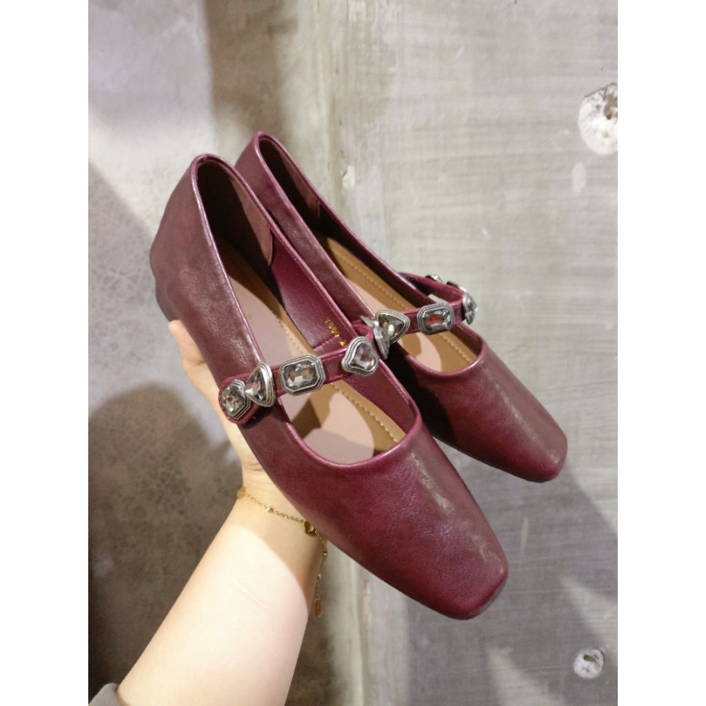JIA YS60-2 - FLAT SHOES TALI TENGAH WANITA ELEGANT MEWAH | sepatu flat wanita tali tengah elegant me