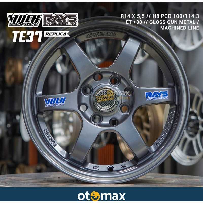 Velg Mobil Volk Rays TE37 619 Ring 14 Gloss Gun Metal Machined Line