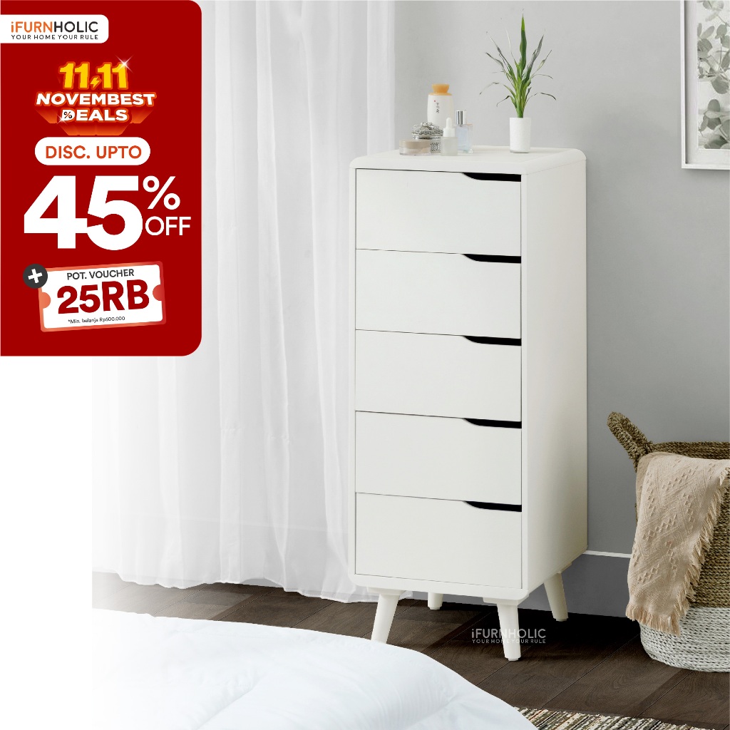 IFURNHOLIC Hanover Drawers | Kabinet Minimalis | Lemari Laci Susun | Lemari Pakaian Kecil | Rak Serb