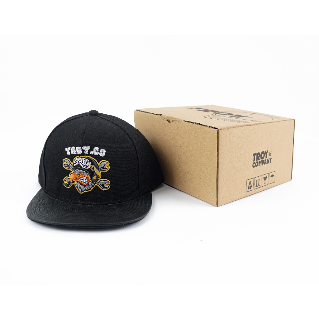 [Free Box] Troy Company Snapback Cap Hawk - Topi Hitam Snapback SND 3394
