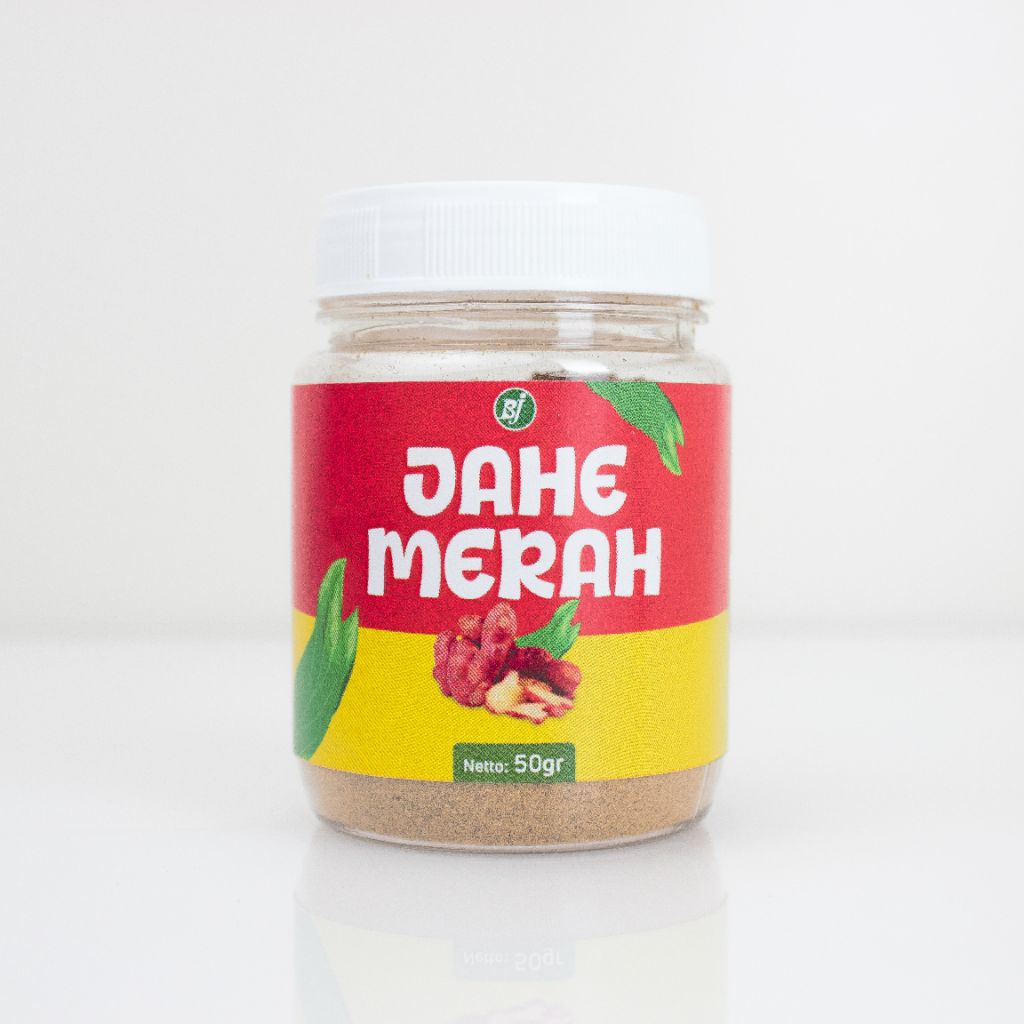 Jahe Merah Bubuk Murni 50 Gram / Serbuk Jahe Merah Kemasan Botol Plastik Tanpa Gula / Jahe Serbuk Mu