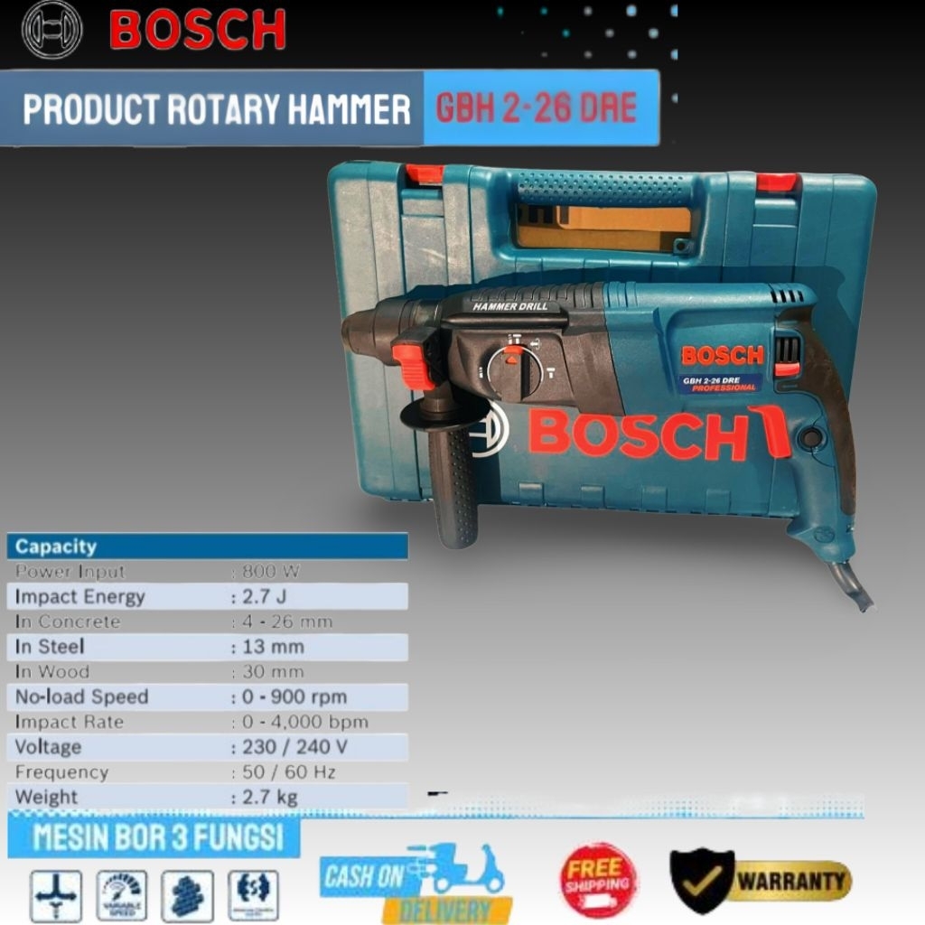 FLASH SALE Bor Beton Bosch Rotary Hammer TYPE 226 DRE - 3 Fungsi Hammer Drill Bisa Bobok Bor Beton