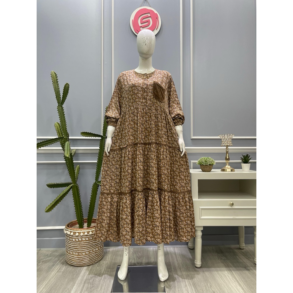 Midi rayon jumbo kantung saku renda by Salvina ys