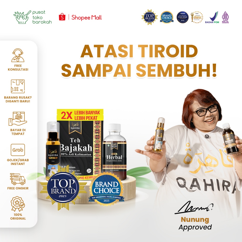 Qahira Obat Herbal Halal BPOM Atasi Benjolan Tiroid  Tanpa Operasi Untuk Lipoma Kista Kelenjar Tumor