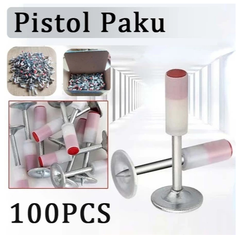 100pcs Paku Beton Ramset Paku Ramset Beton Paku Tembak Beton Dan Besi Standart Washer Besar Lurus RB