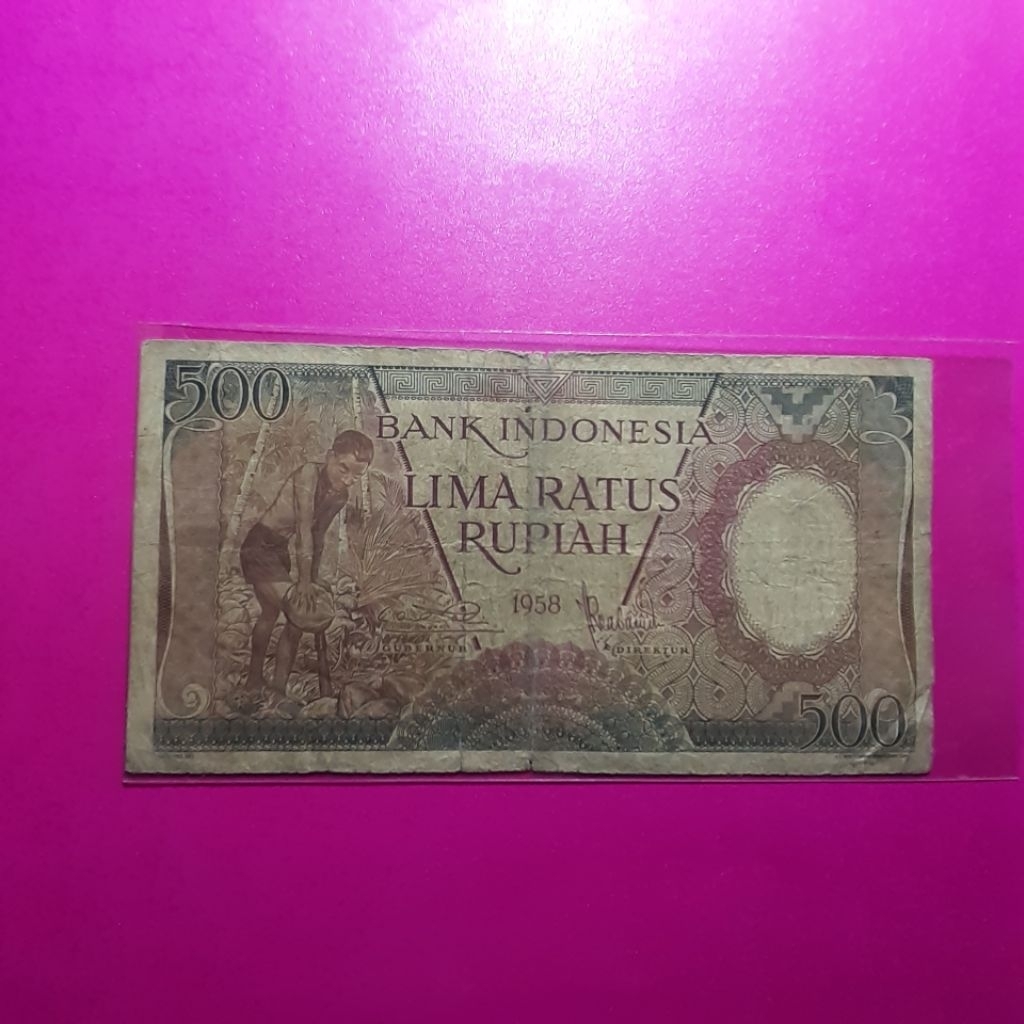 uang kuno 500 rupiah pekerja tahun 1958