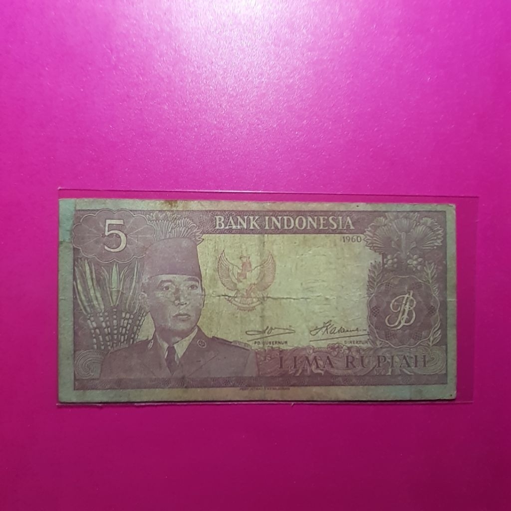 uang kuno 5 rupiah sukarno 1960