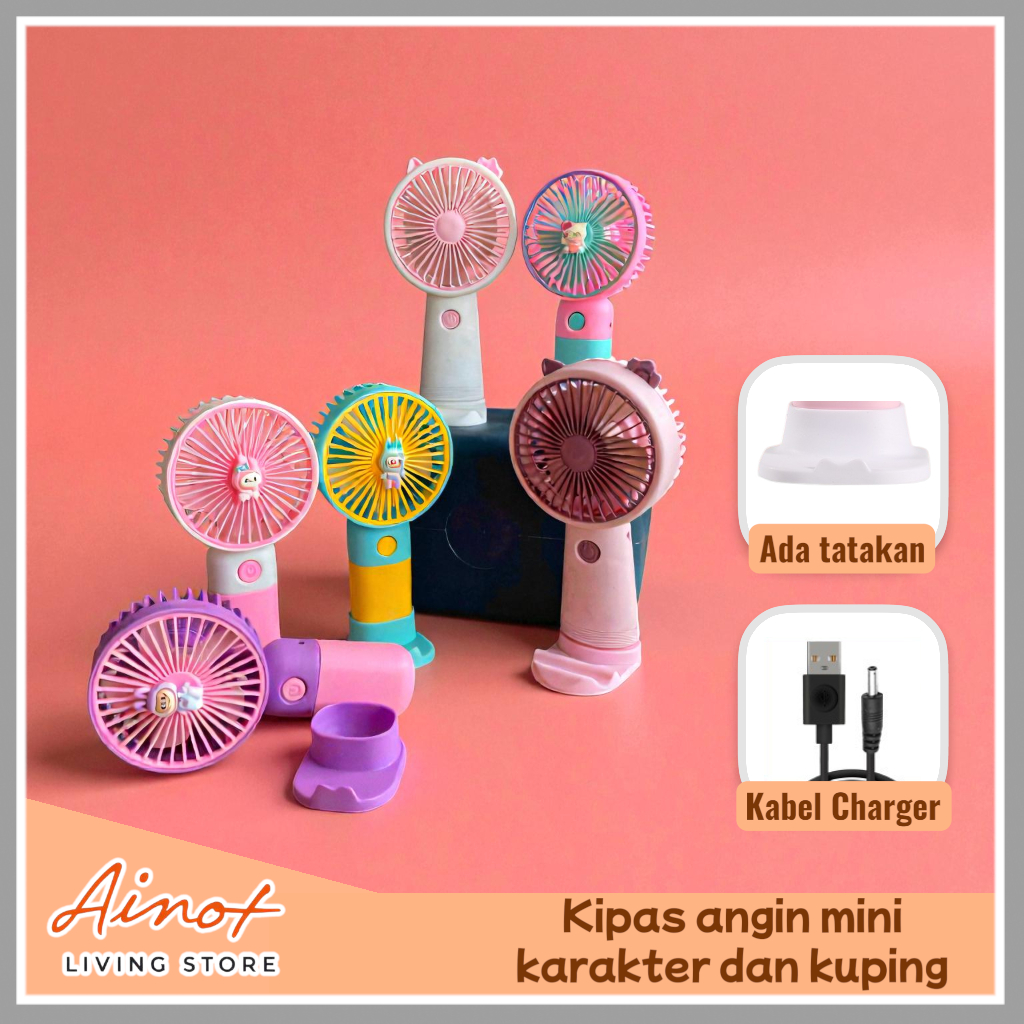 [ALS]Kipas Angin Mini Portable Karakter - Charger USB Praktis Kipas Mini Portable - Kipas Angin USB 