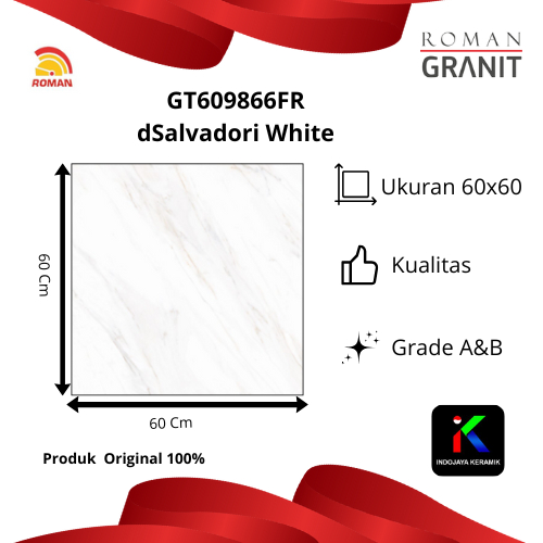 Roman Granit dSalvadori  White GT609866FR Ukuran 60x60 Cm