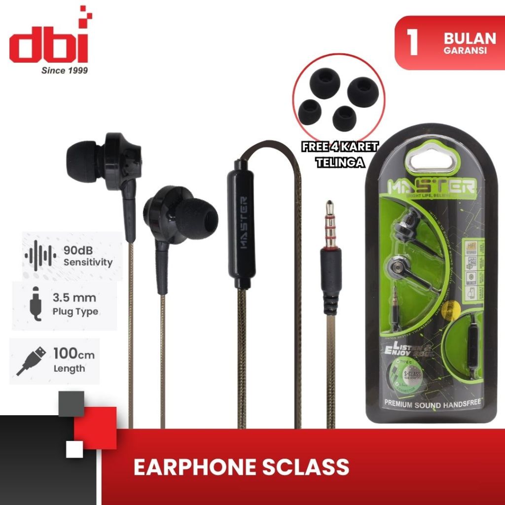 Stereo Headset - Earphone - Handsfree in Ear Universal Bass MASTER S Class