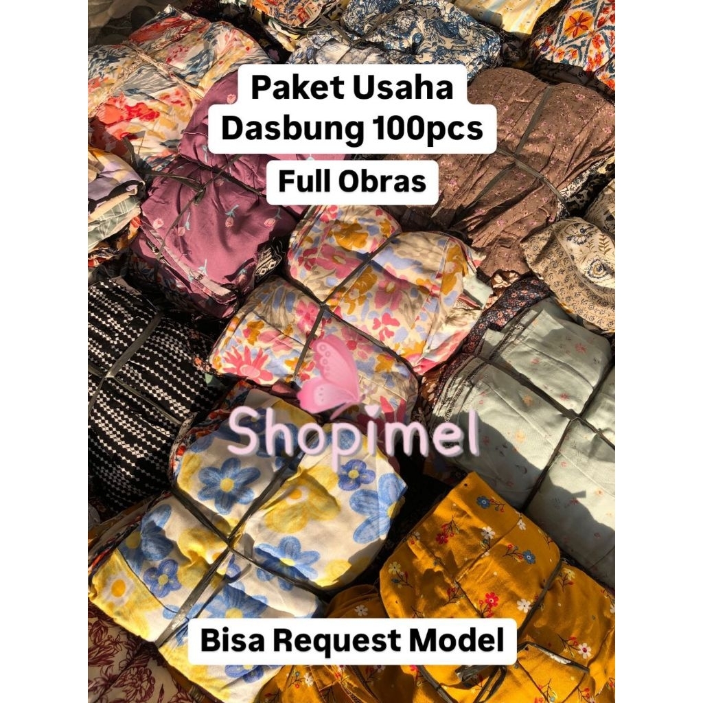 DASTER SAMBUNG 100 PCS FULL OBRAS | BISA REQUEST MODEL | BAHAN RAYON ADEM | PAKET USAHA DASTER MURAH