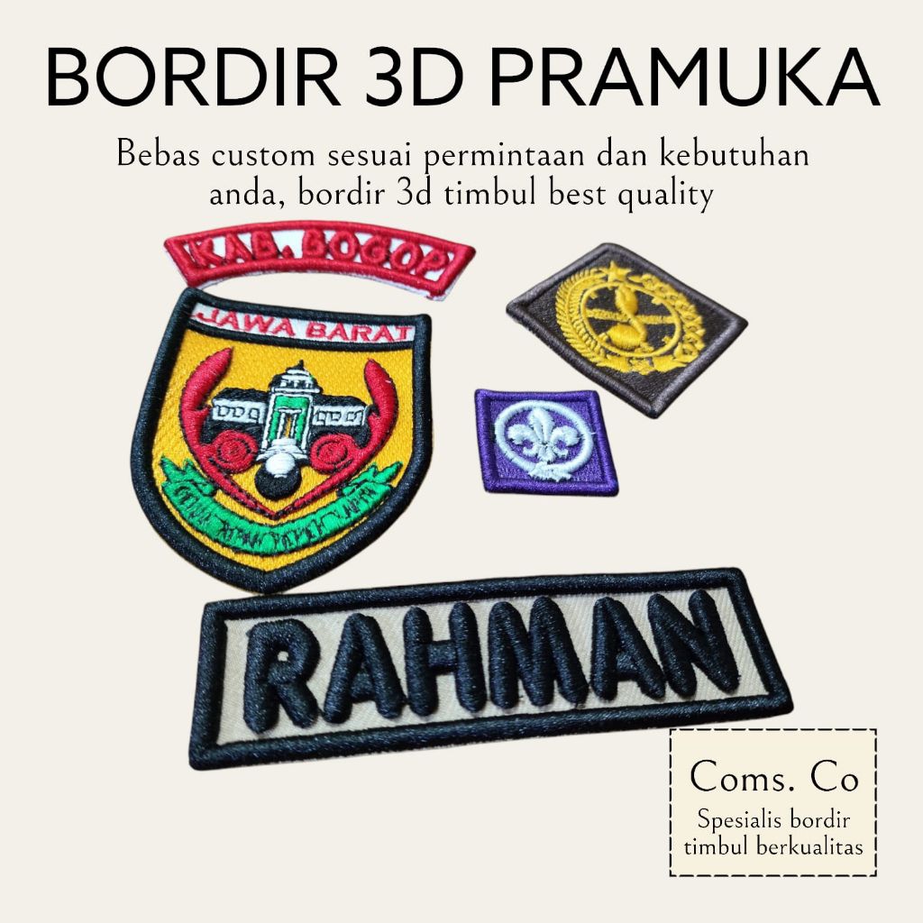 TERBARU BADGE PRAMUKA SET BORDIR 3D CUSTOM TERBARU READY STOCK