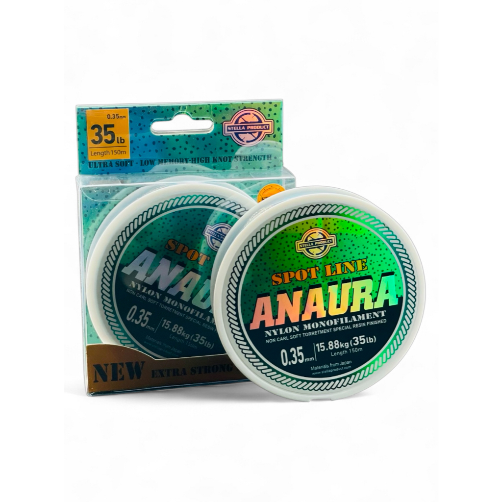 Senar Pancing Stella Anaura 150m - Spot Line Nylon Monofilament (Aqua Blue Series)