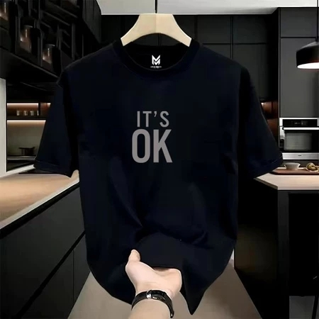 COD  Kaos T Lengan Pendek Katun 100% Unisex, Baju Distro Is Ok Motif Silver Pria Wanita, Kualitas Pr