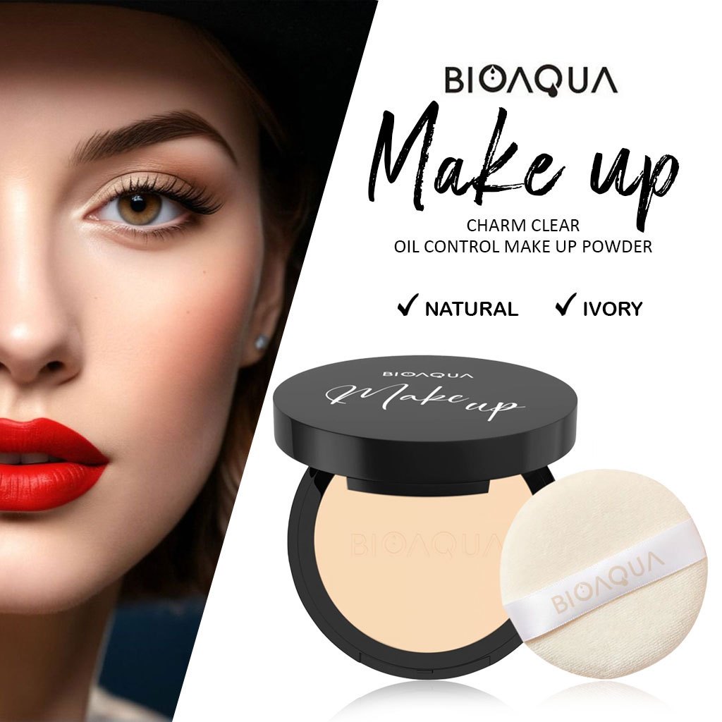 Bedak Bioaqua Oil Control Powder Makeup Natural Matte Bedak Padat Glowing Tahan Lama Anti Air - Aff