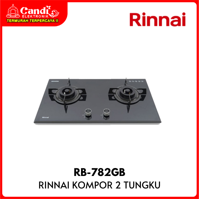 RINNAI Kompor Tanam 2 Tungku Tempered Glass RB-782GB