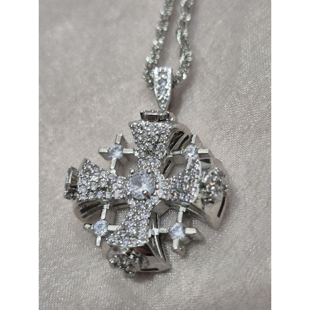 Kalung Bintang Daud full batu putih (size M)